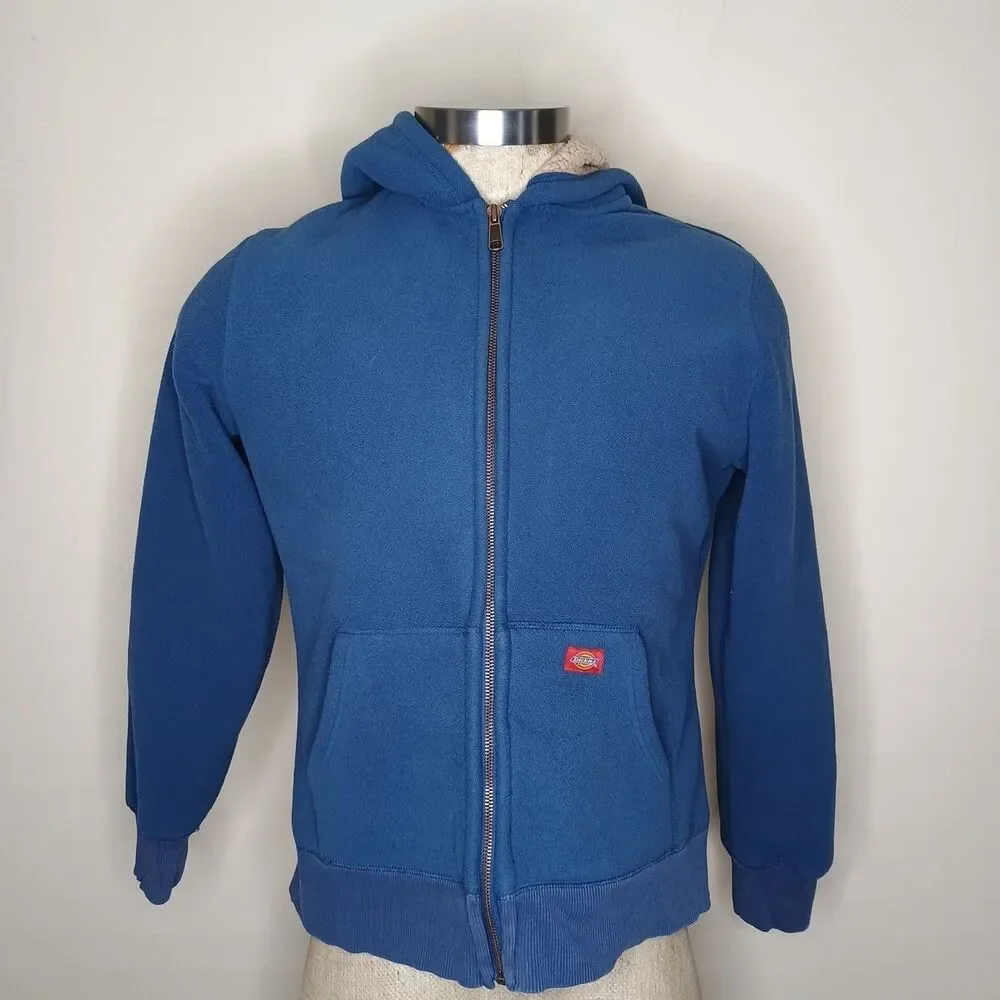 Dickies Hoodie Sweatshirt Mens Sz M Fleece Lined Full Zip Blue
